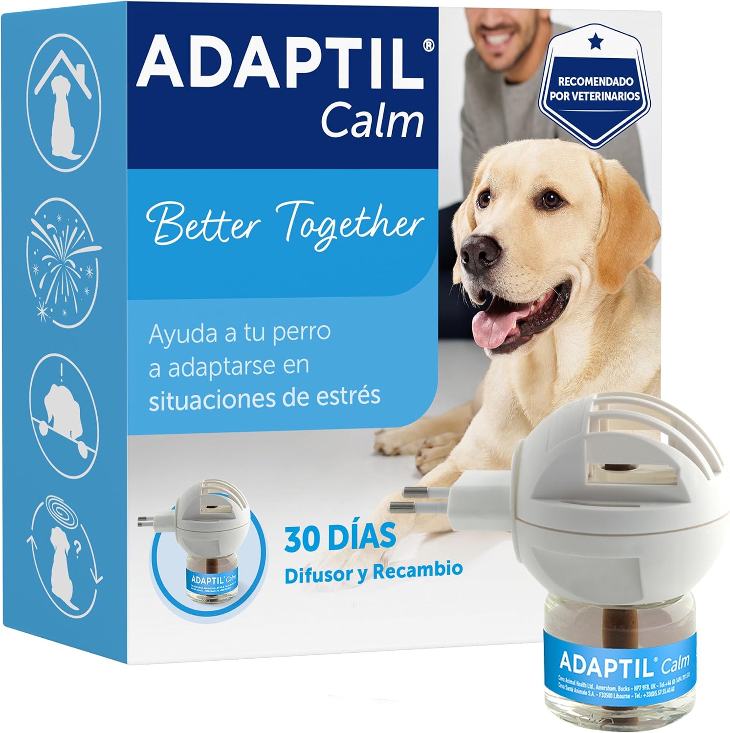 ADAPTIL Calm - Difusor Feromonas (Solo en casa, Miedos, Ruidos fuertes)