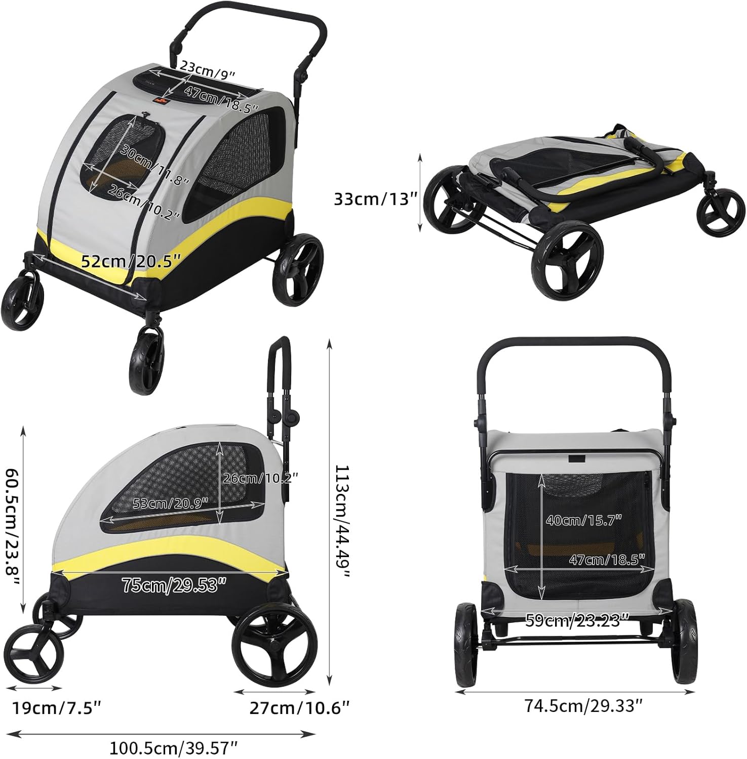 BingoPaw Carro para Perros Hasta 40 kg - Plegable