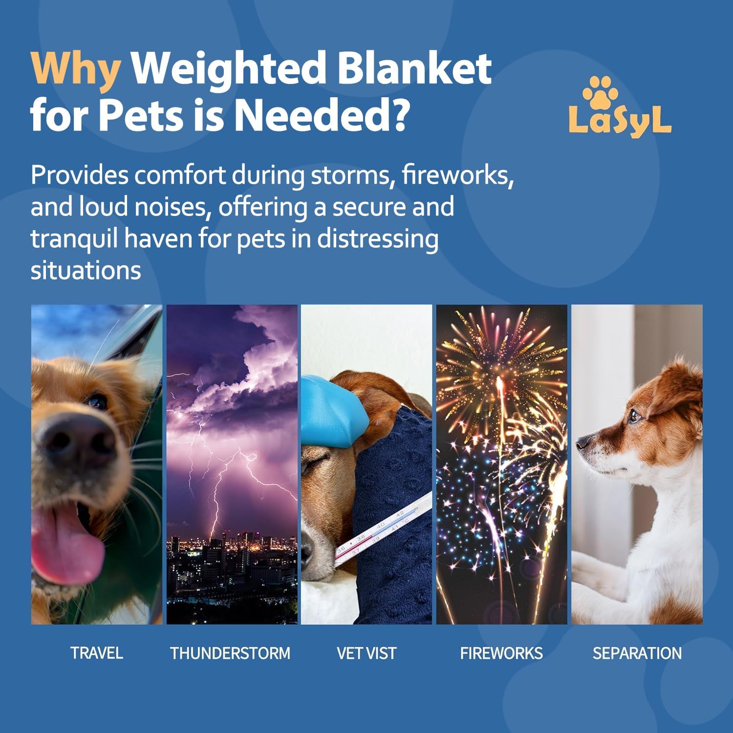LaSyL Manta Pesada para Perros - Manta Calmante Anti-Ansiedad
